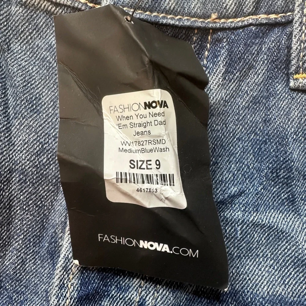 Fashion Nova Jeans Womens 9 Blue When You Need Em Straight Dad Distressed Frayed